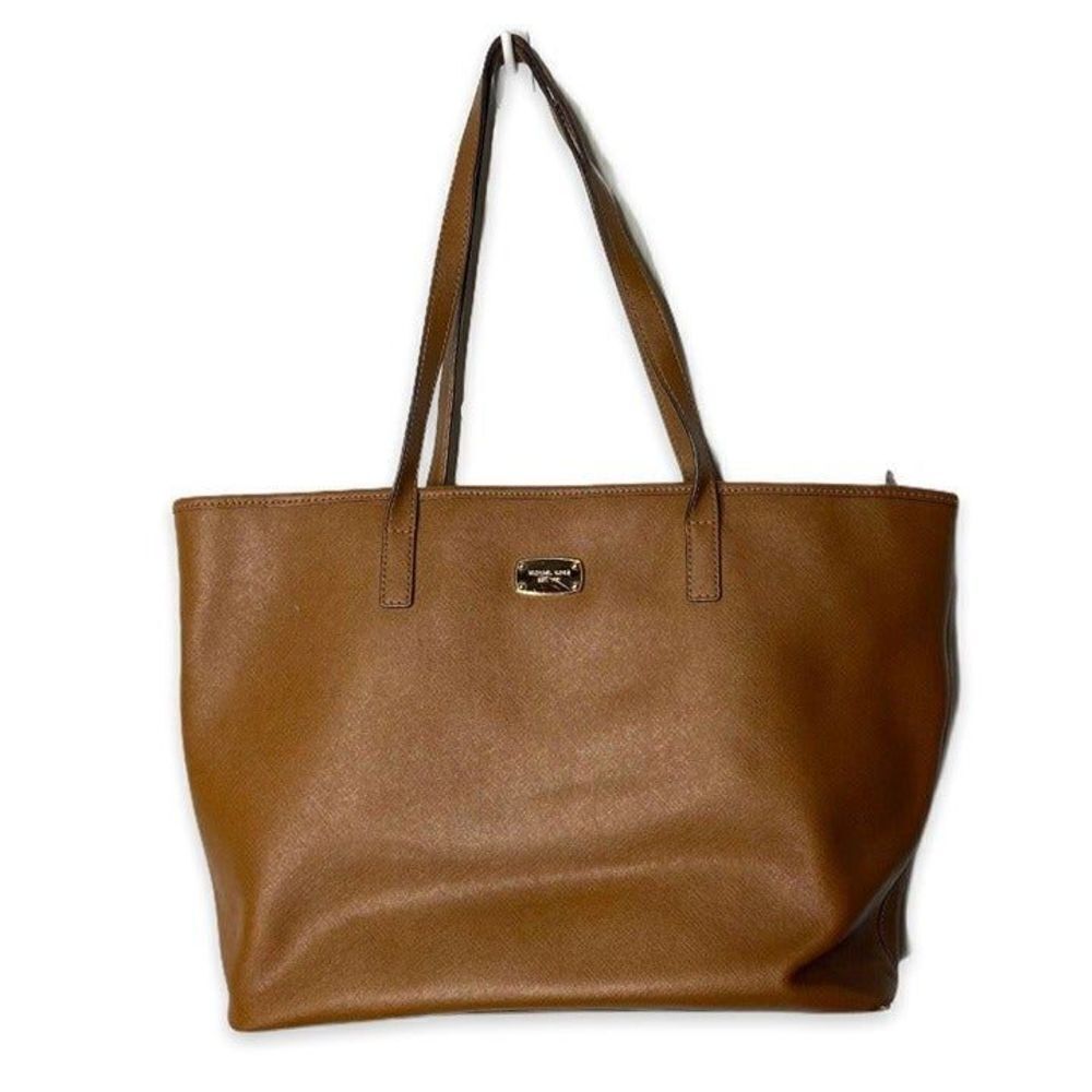 Michael Kors Jet Set Medium Sarriano Brown Travel Tote Bag Leather Shoulder Bag